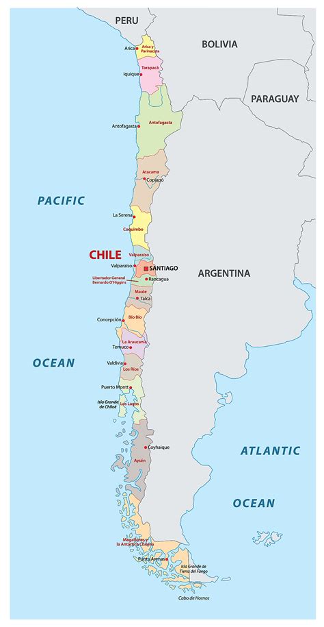 chile map with capital.